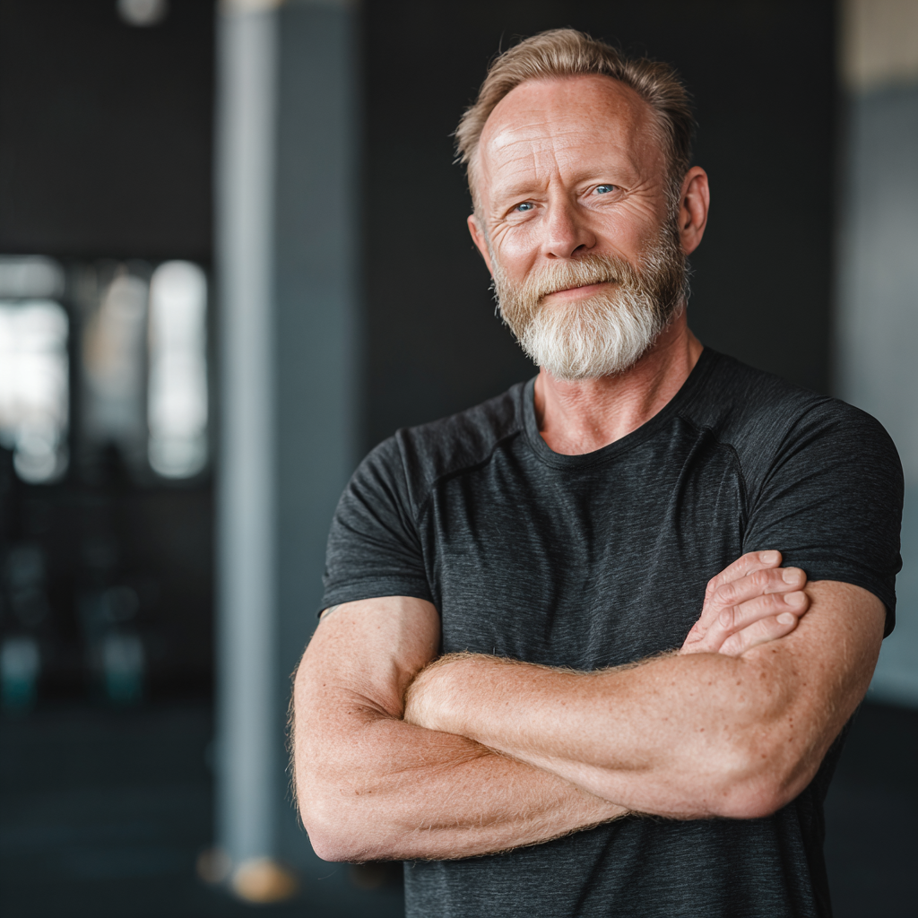 Group of smiling older European people engaged in gentle outdoor fitness activities together in a park setting